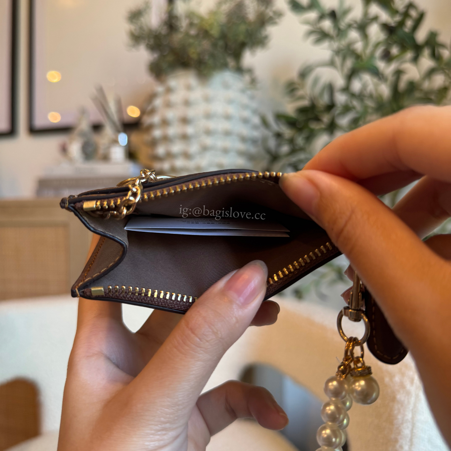 Mini Skinny Id Case In Brown-Khaki Signature Canvas