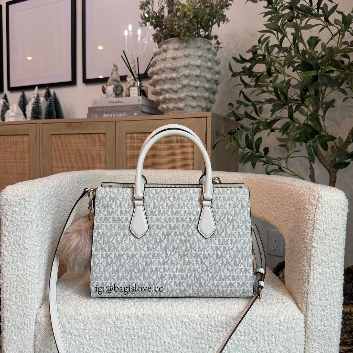 Sheila Medium Logo Satchel in Cream