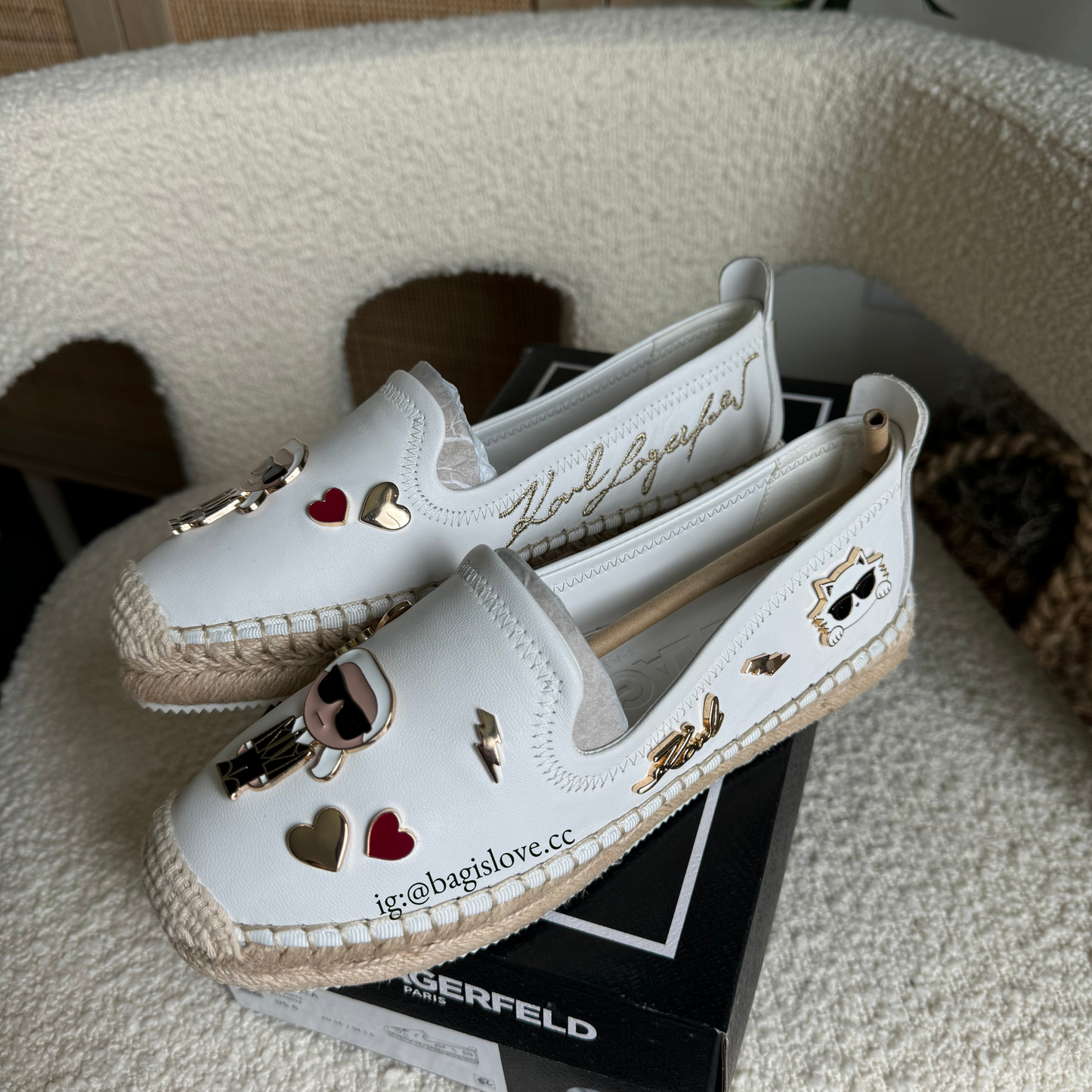 Karl Lagerfeld Paris Michaela Kate Pins Espadrille in White