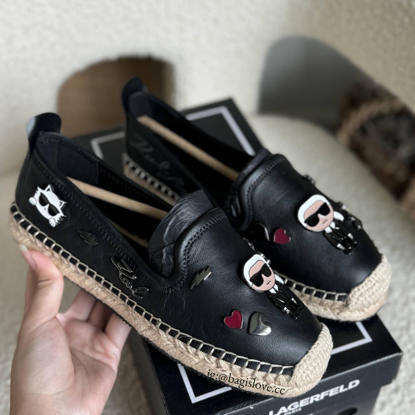 Karl Lagerfeld Paris Michaela Kate Pins Espadrille in Black