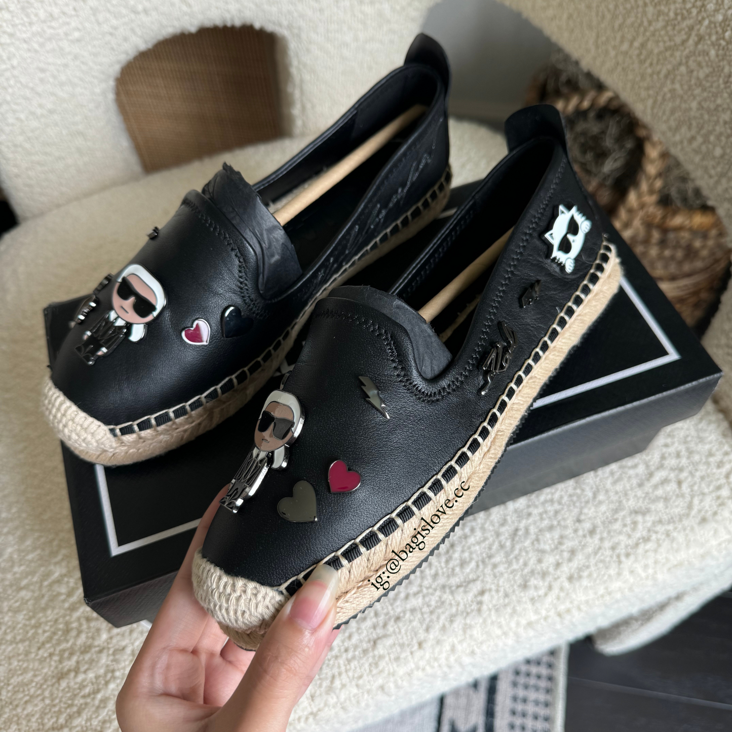 Karl Lagerfeld Paris Michaela Kate Pins Espadrille in Black