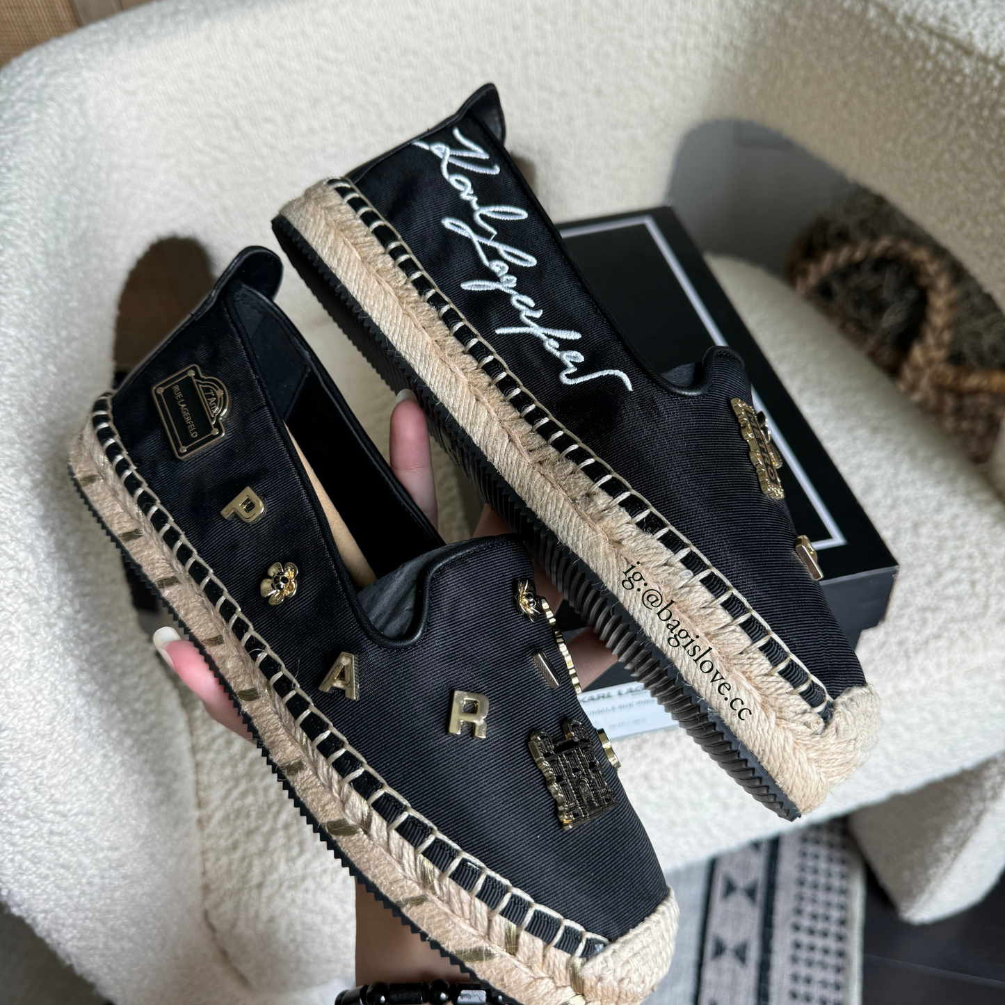 Karl Lagergfeld Michaela Rue Pins Espadrille in Black