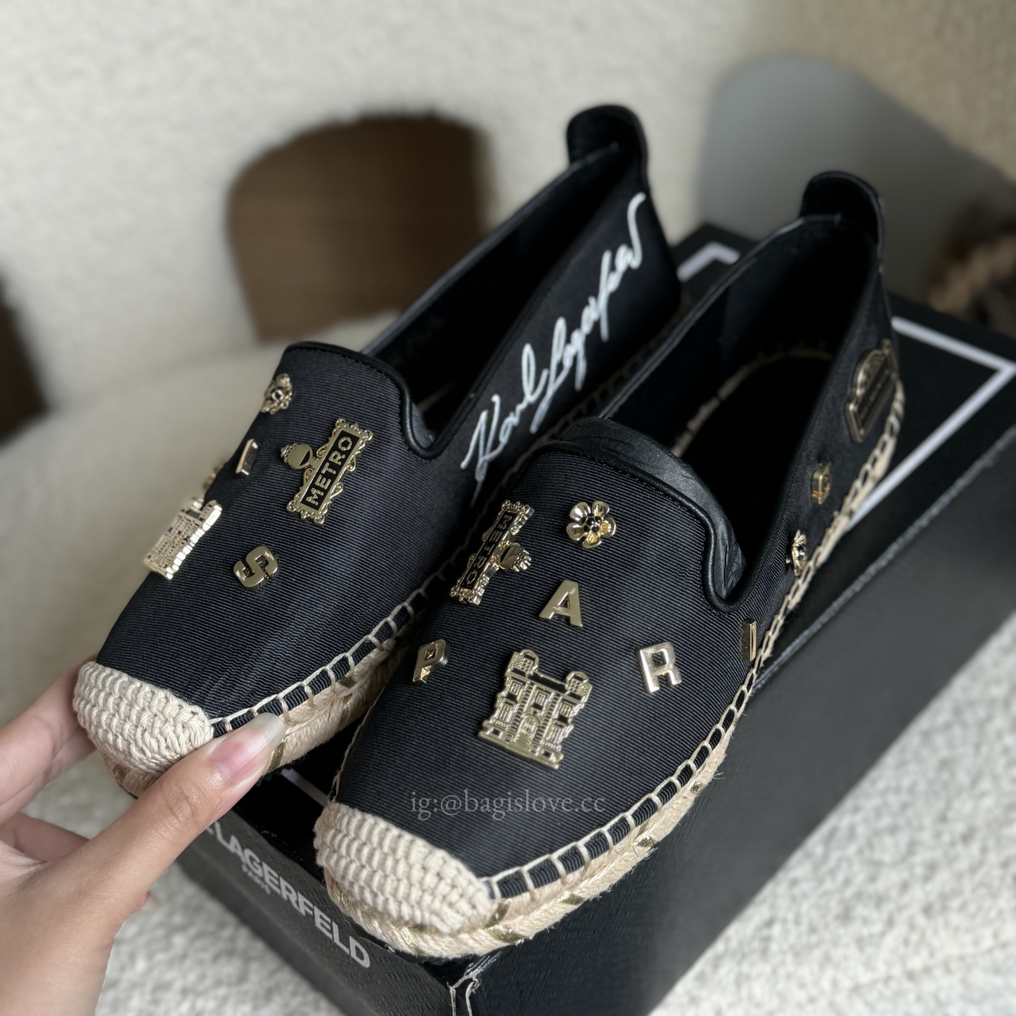 Karl Lagergfeld Michaela Rue Pins Espadrille in Black