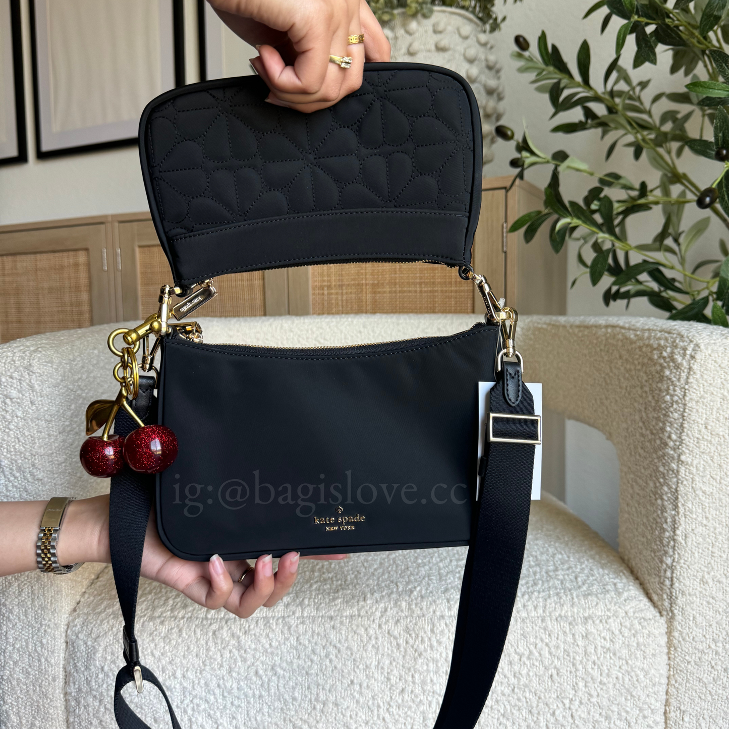 Duet Quilted Fabric Small Crossbody in Black (8-10 weeks arrival 📦🌊)