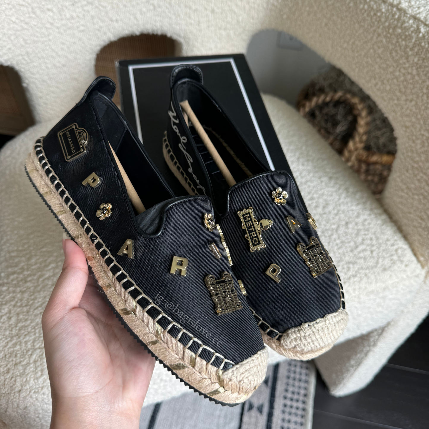 Karl Lagergfeld Michaela Rue Pins Espadrille in Black