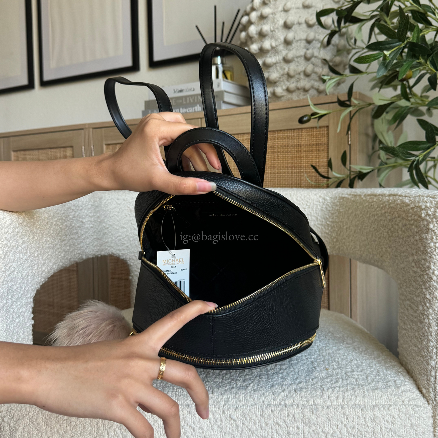 Rhea Medium Pebbled Leather Backpack in Black (8 weeks arrival 📦🌊)