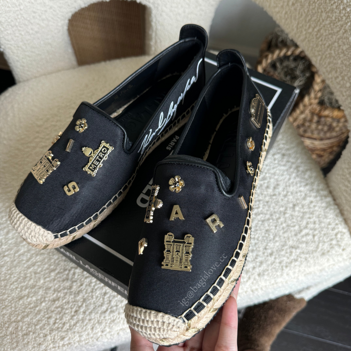Karl Lagergfeld Michaela Rue Pins Espadrille in Black