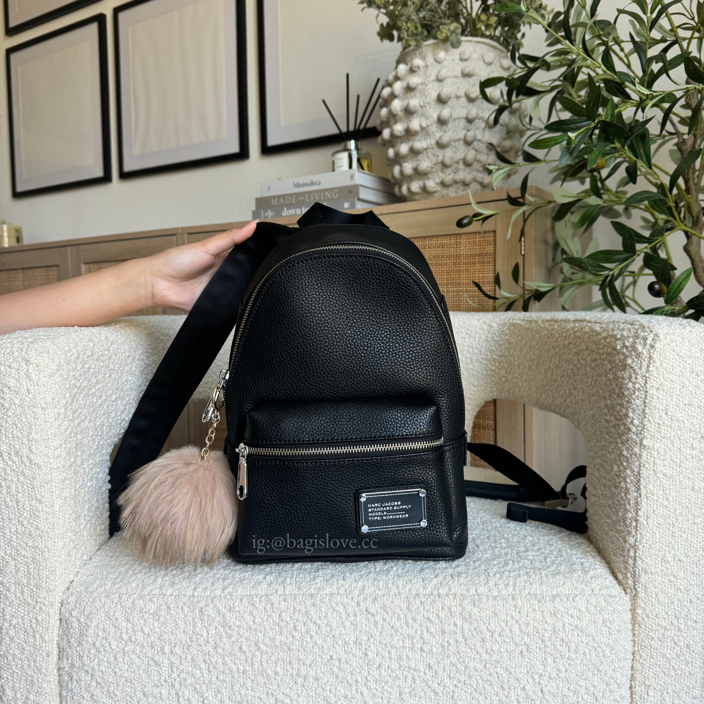 Leather Workwear Small Backpack in Black