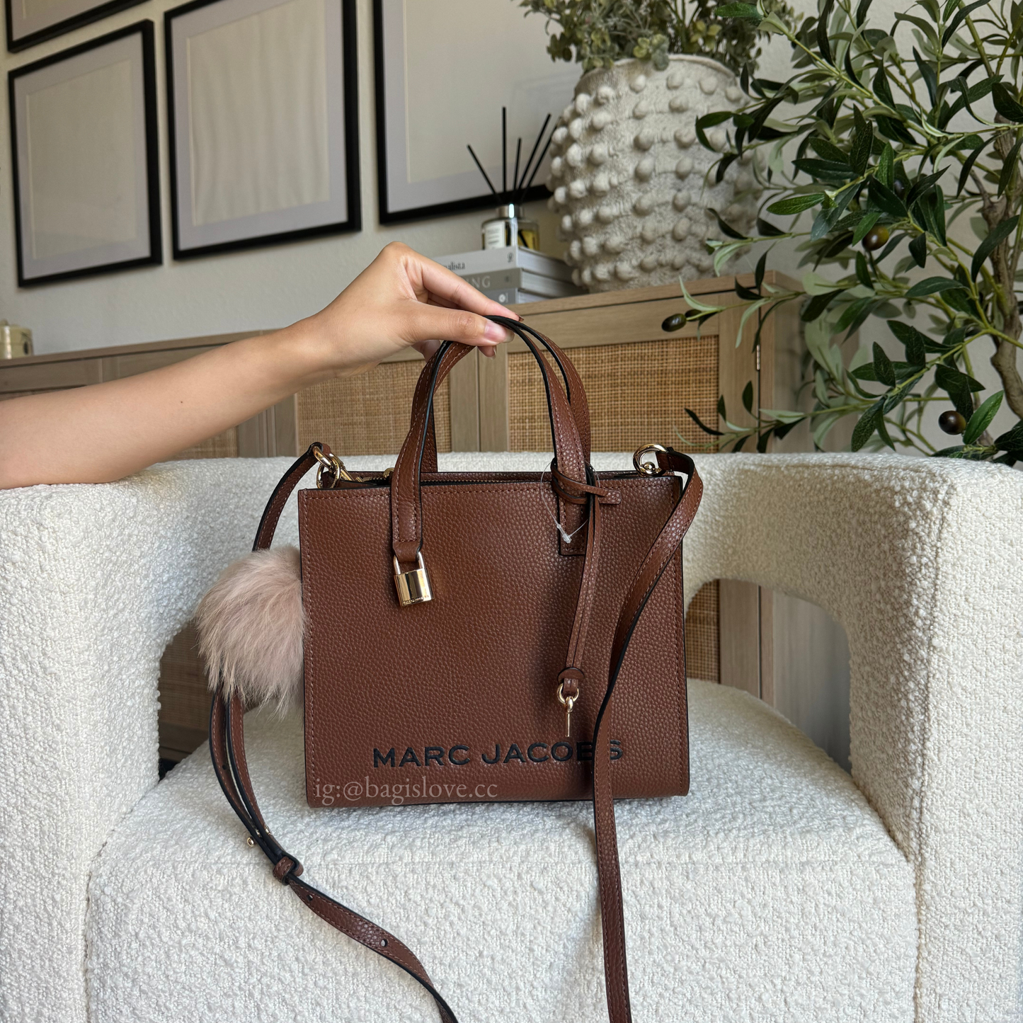 Mini Grind Tote Crossbody Bag in Brown