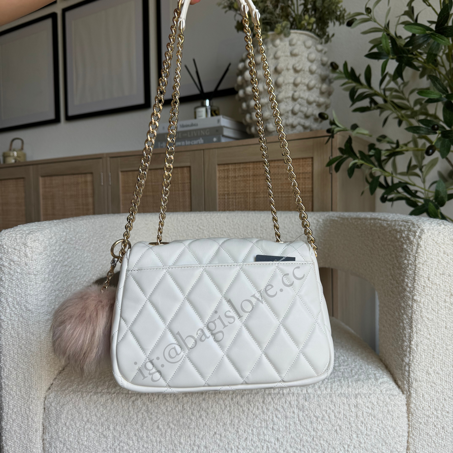 Carey Quilted Small Flap Crossbody in White (8-10 weeks arrival 📦🌊)
