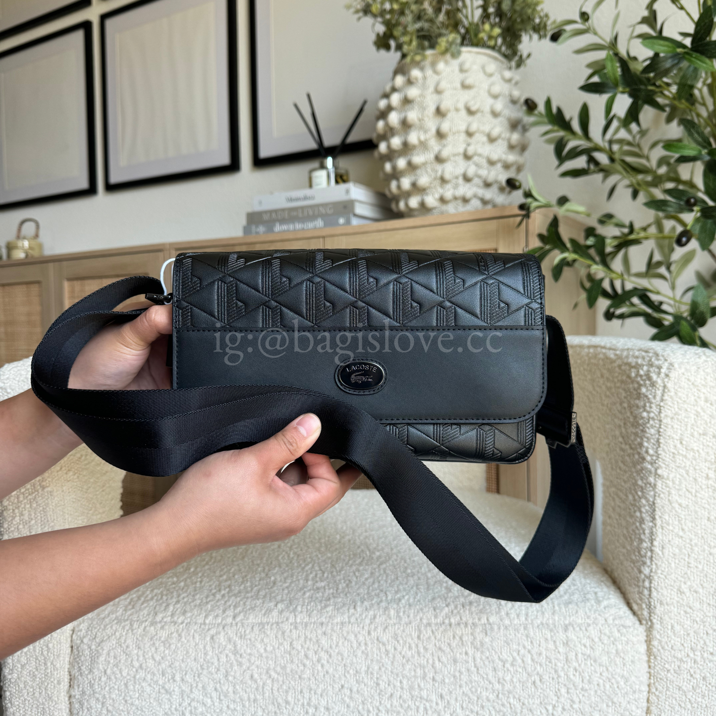 Monogram Leather Flap Close Satchel in Black (8-10 weeks arrival 📦🌊)