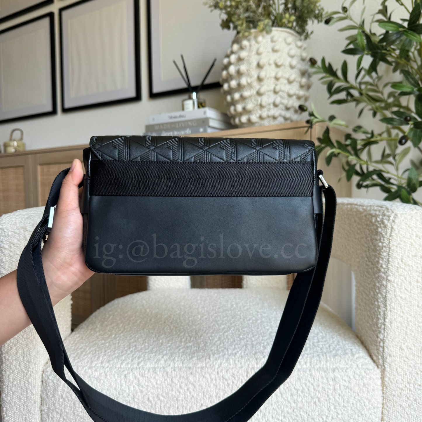 Monogram Leather Flap Close Satchel in Black (8-10 weeks arrival 📦🌊)