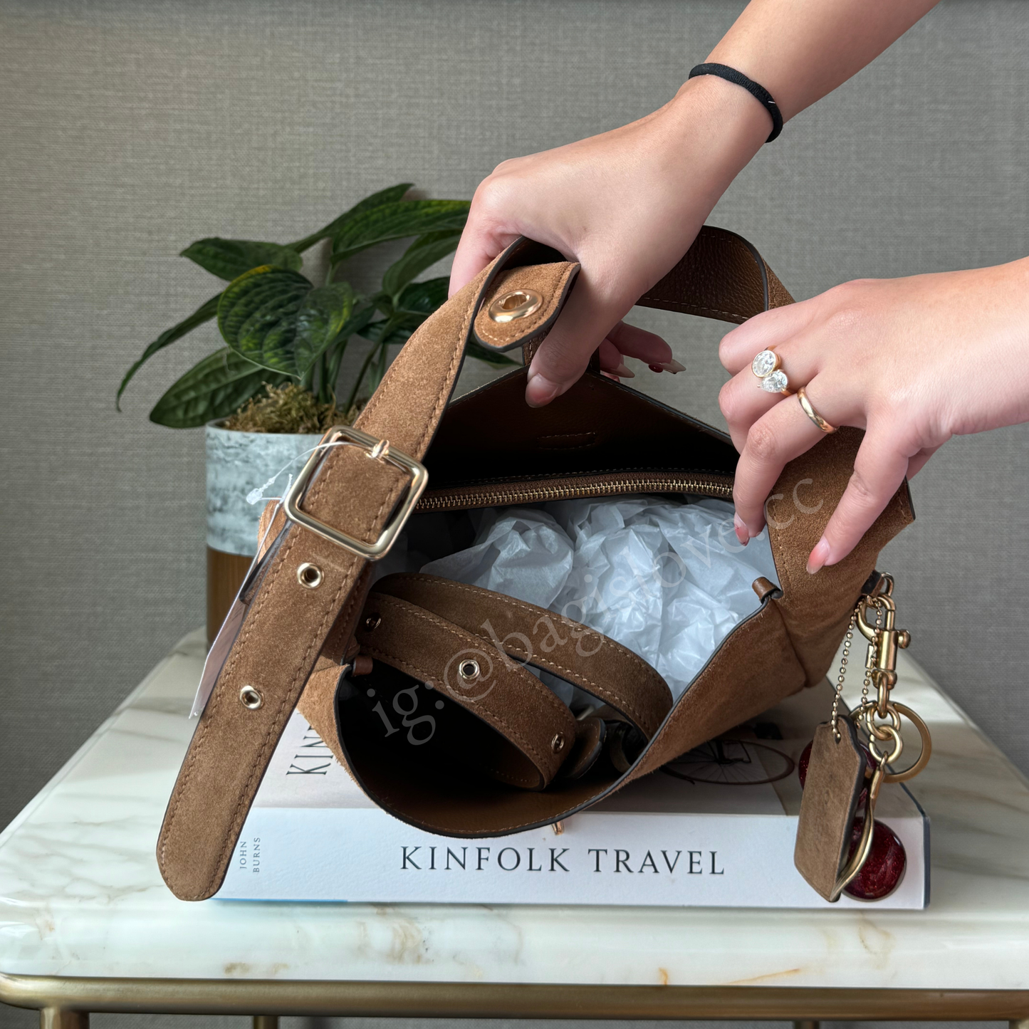 Hadley Convertible Crossbody Bag in Suede Brown