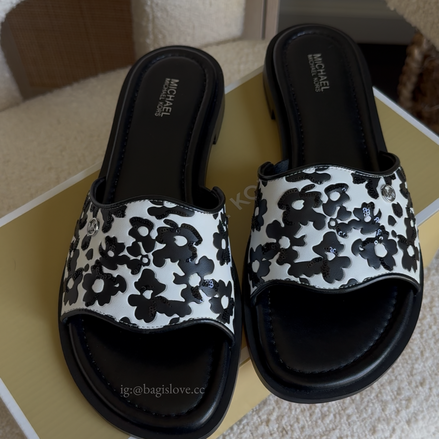 Hannah Sequined Floral Print Slide Sandal (8 weeks arrival 🌊📦)