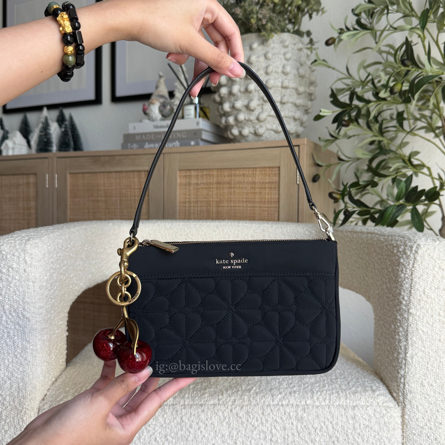 Spade Flower Quilted Fabric Convertible Wristlet