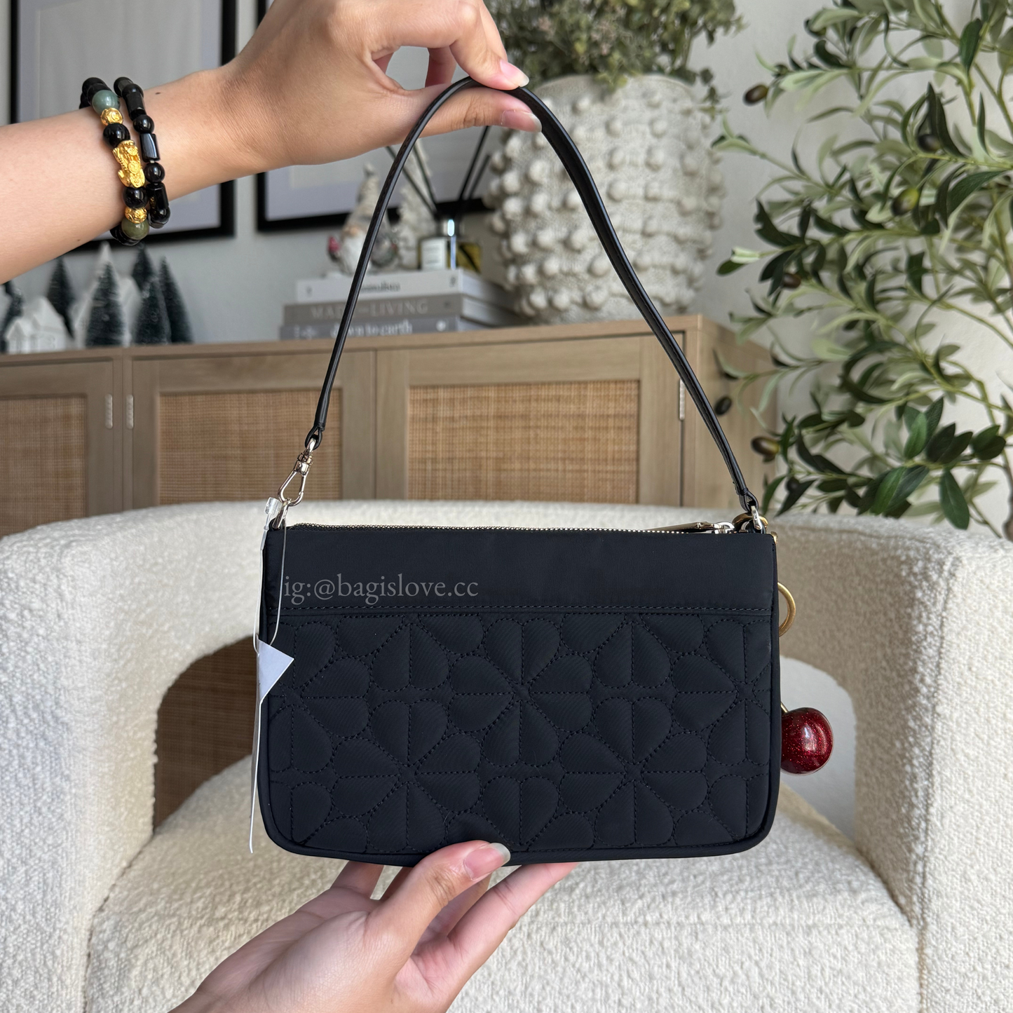 Spade Flower Quilted Fabric Convertible Wristlet