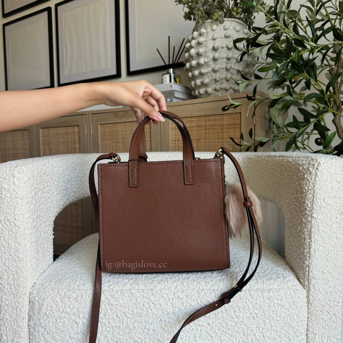 Mini Grind Tote Crossbody Bag in Brown