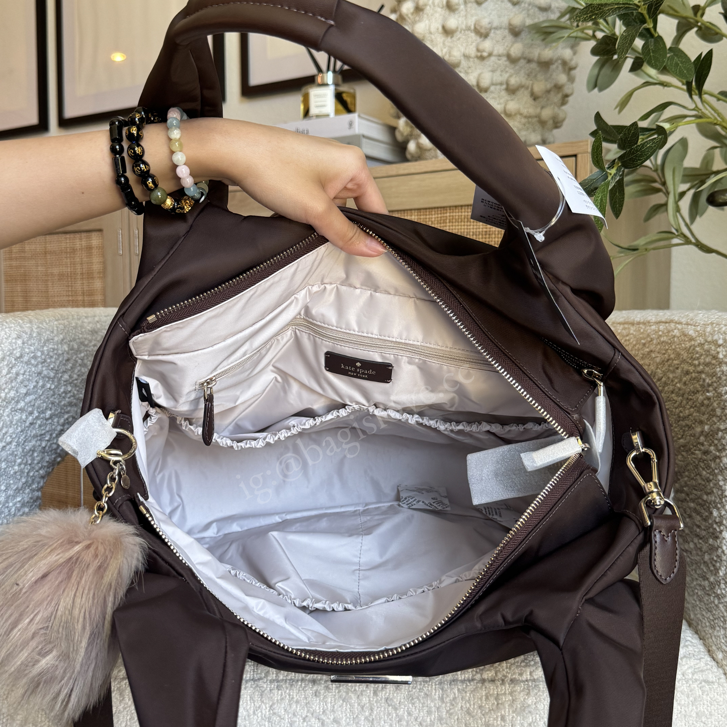 Carter Nylon Large Baby Bag in Espresso