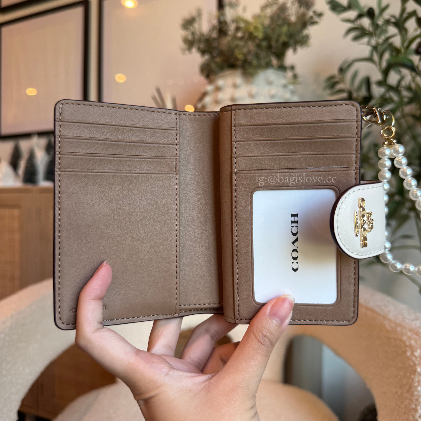 Medium Corner Zip Wallet In Sand-Chalk Signature Canvas