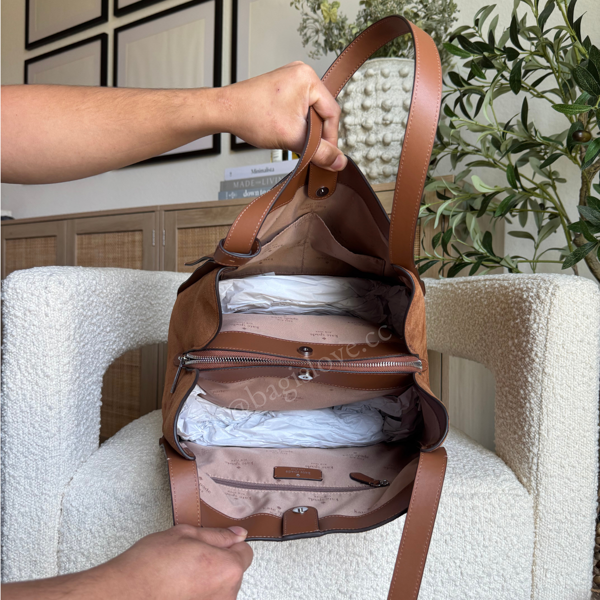 Knott Suede Large Carryall in Brown