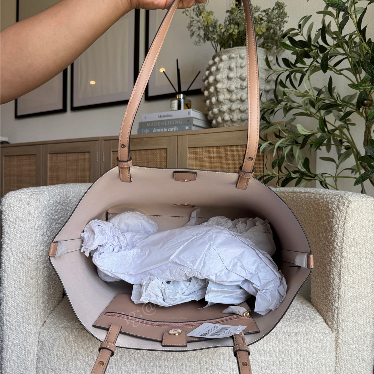 Tessa Tote Bag With Charm in Fawn