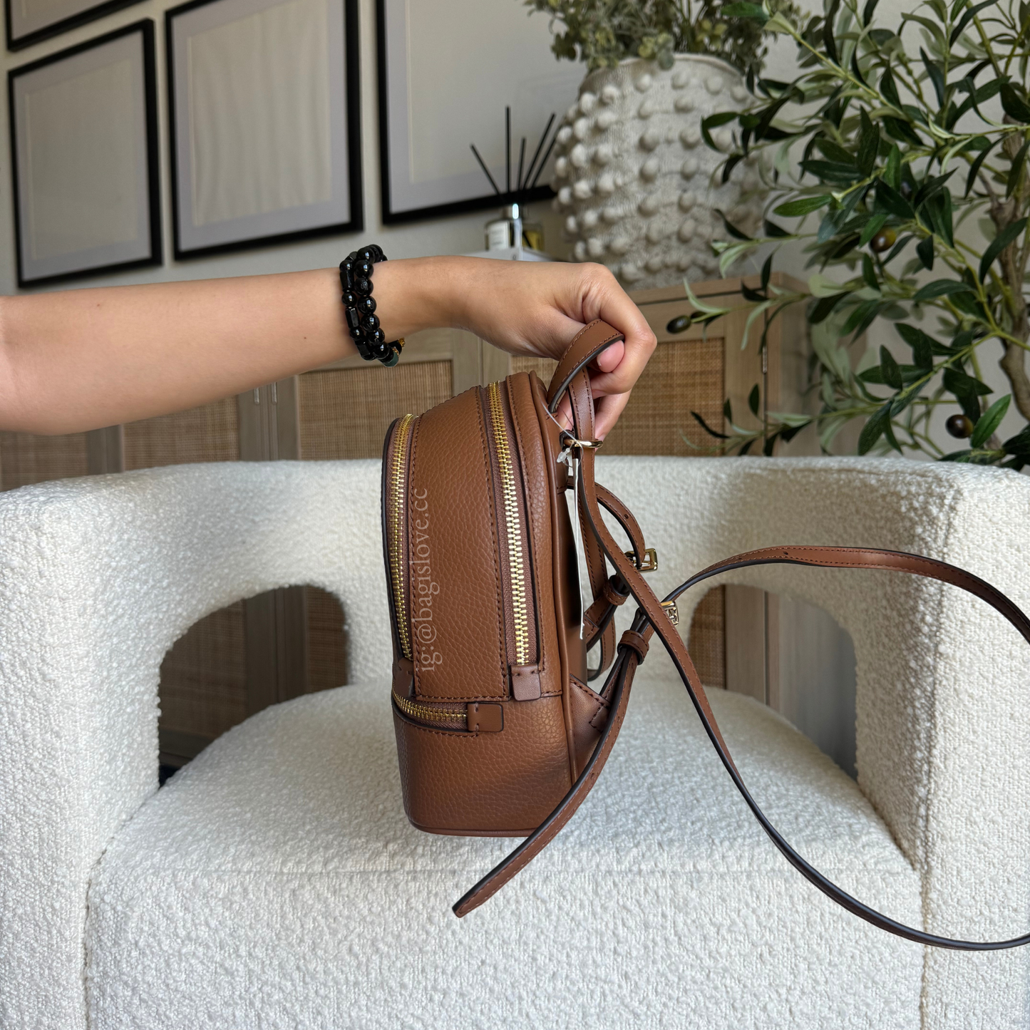 Rhea Extra-Small Pebbled Leather Backpack in Brown (8 weeks arrival📦🌊)