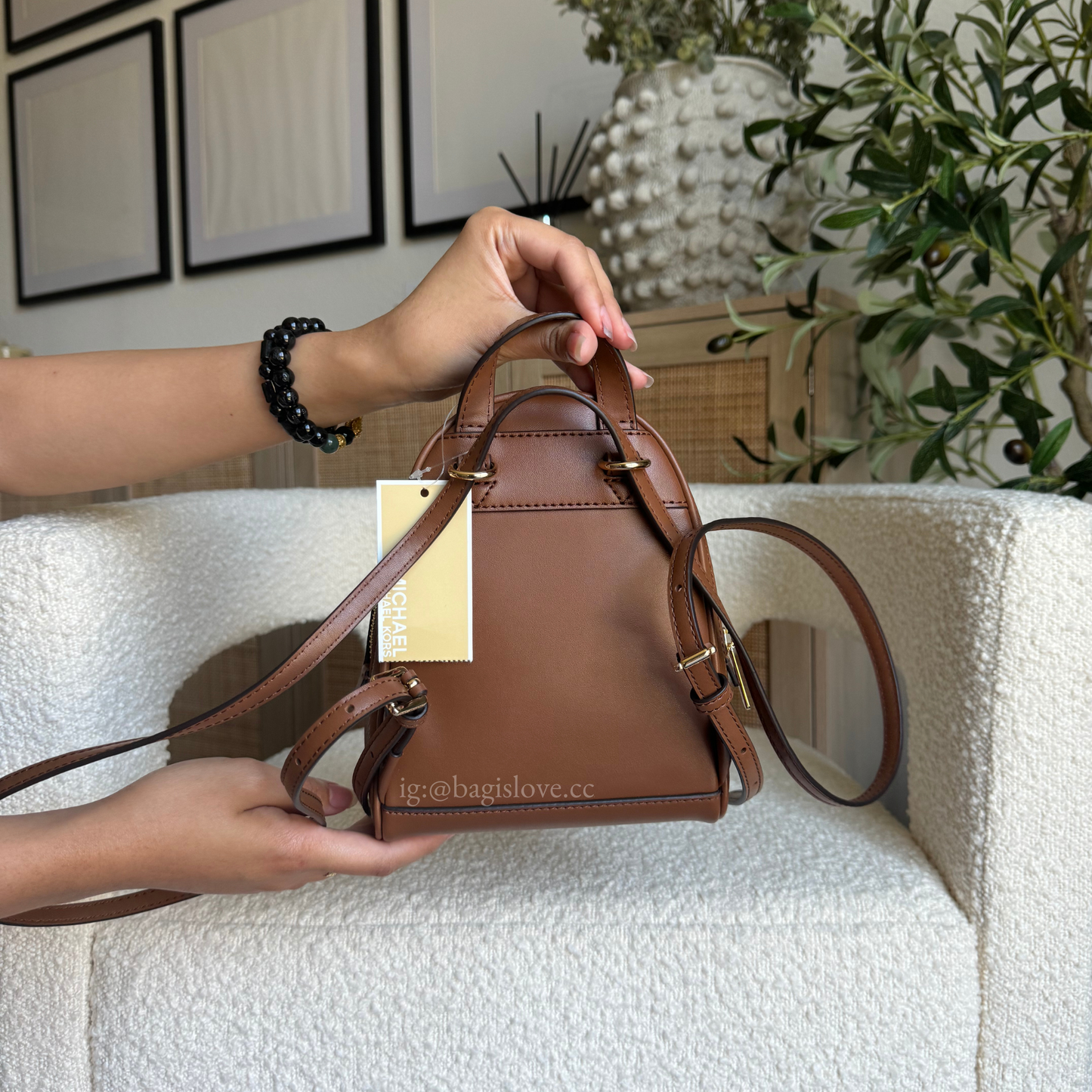 Rhea Extra-Small Pebbled Leather Backpack in Brown (8 weeks arrival📦🌊)