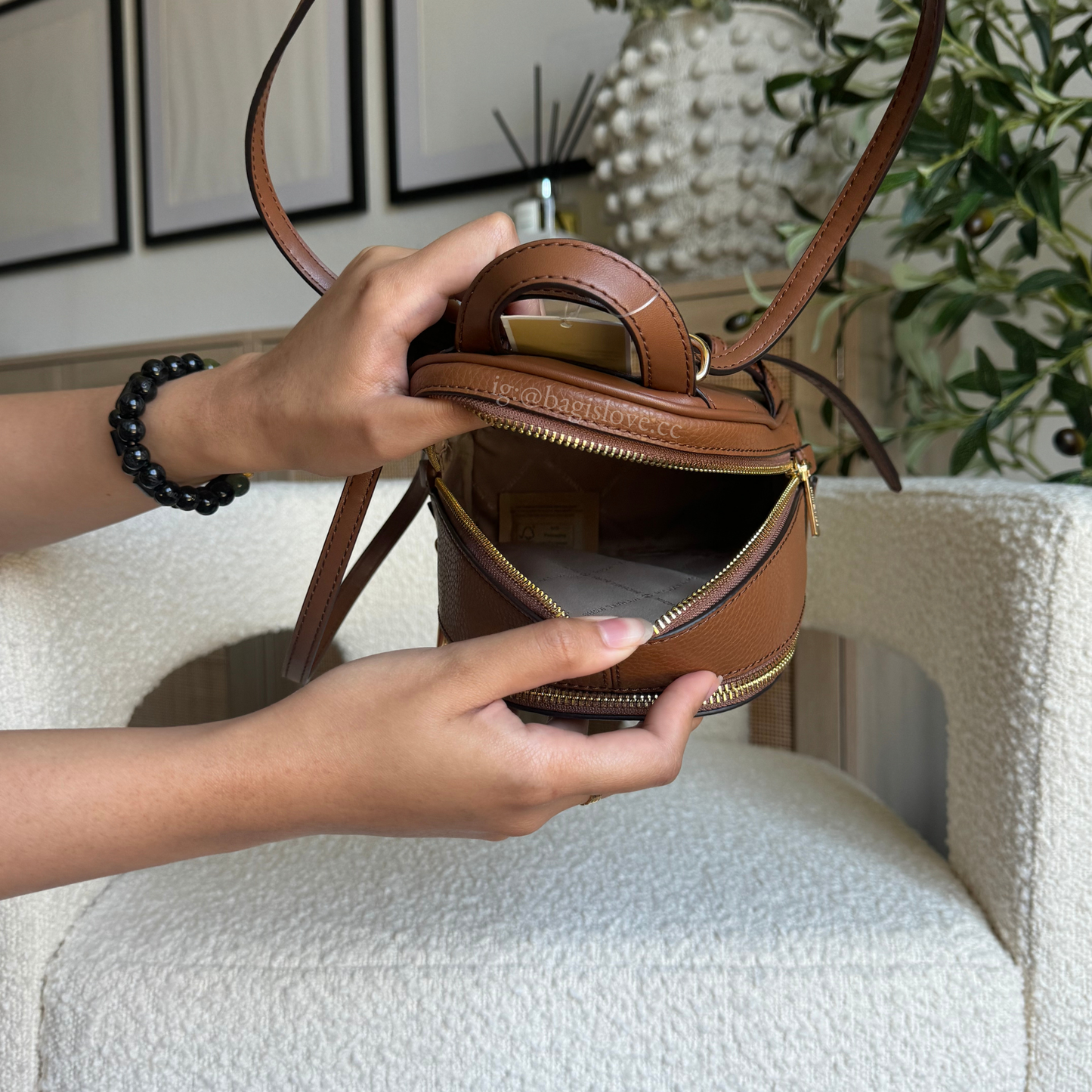 Rhea Extra-Small Pebbled Leather Backpack in Brown (8 weeks arrival📦🌊)