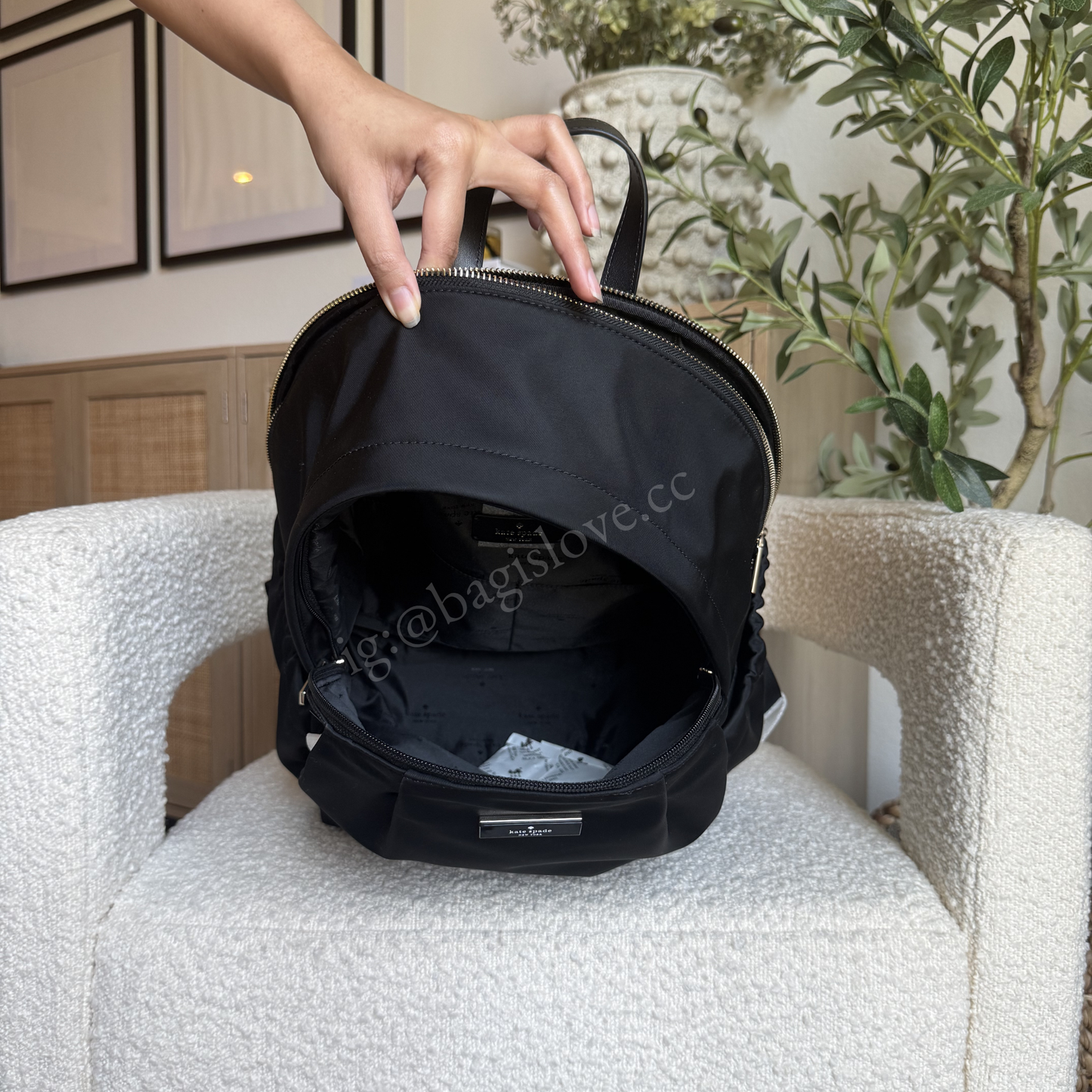 Carter Nylon Large Backpack in Black