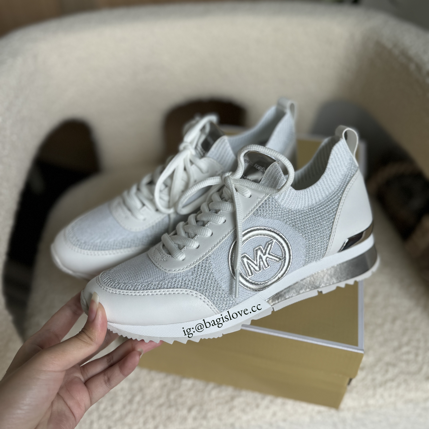 Jenkins Metallic Stretch Knit Trainer in Silver (8 weeks arrival 🌊📦)