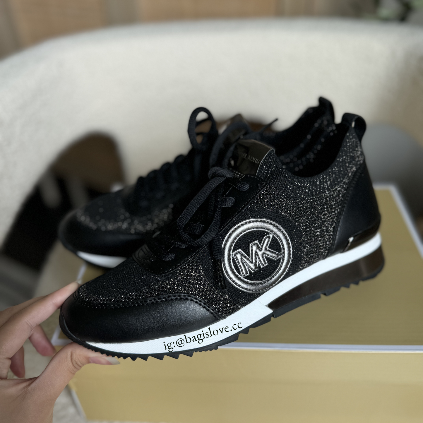 Jenkins Metallic Stretch Knit Trainer in Black (8 weeks arrival 🌊📦)