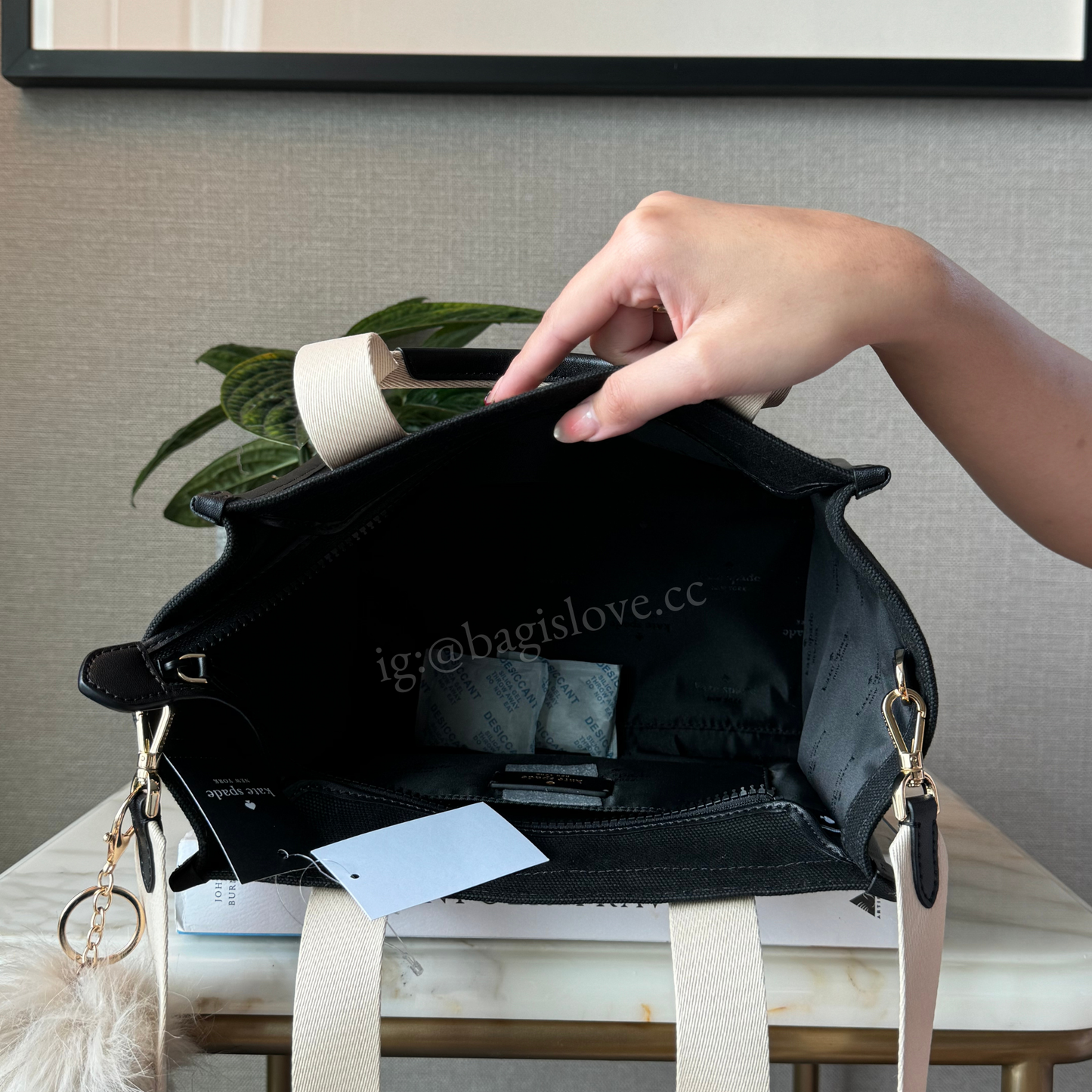 Kip Canvas Small Tote Bag in Black and White
