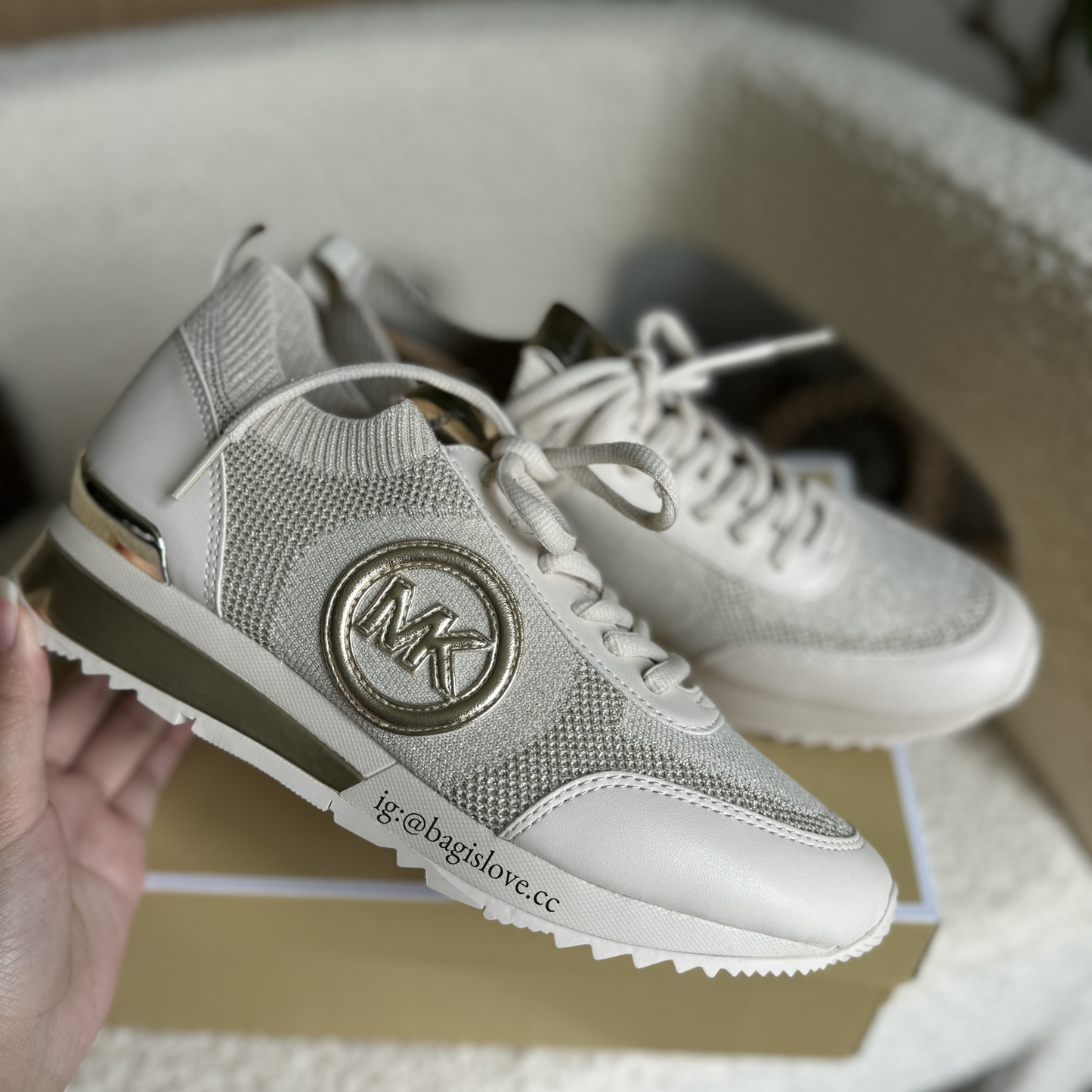 Jenkins Metallic Stretch Knit Trainer in Pale Gold (8 weeks arrival 🌊📦)