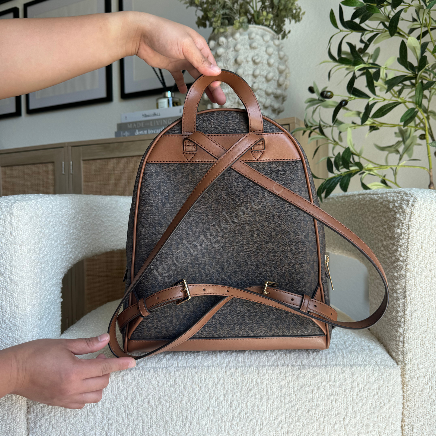 Rhea Medium Signature Logo Backpack in Brown (8-10 weeks arrival 📦🌊)