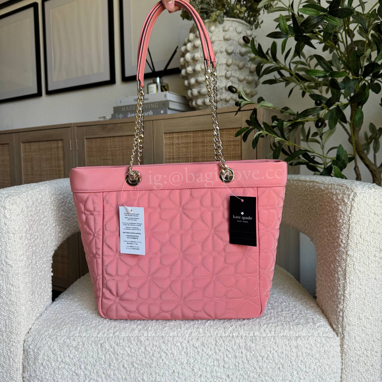 Spade Flower Quilted Fabric Medium Tote (8 weeks arrival📦)