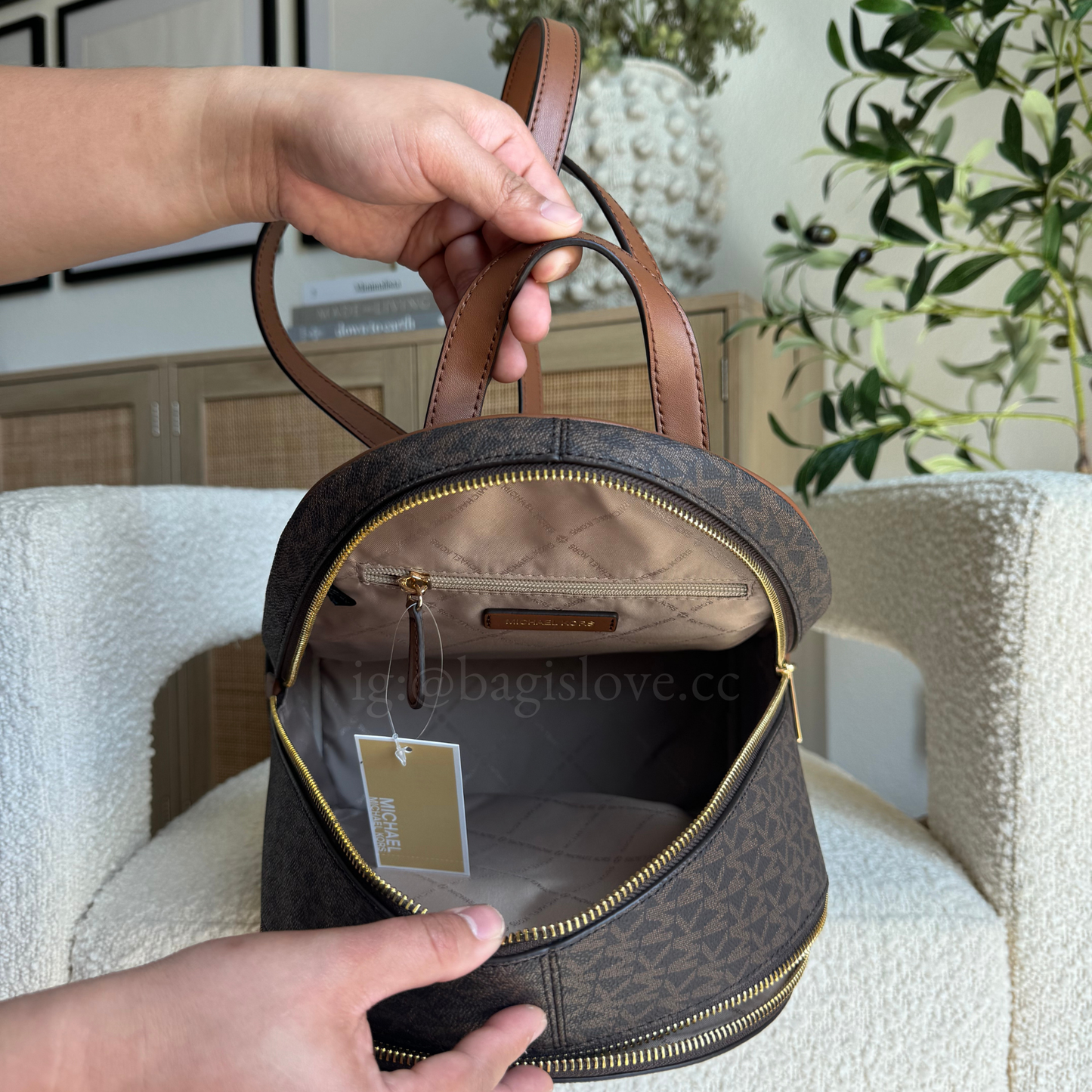 Rhea Medium Signature Logo Backpack in Brown (8-10 weeks arrival 📦🌊)