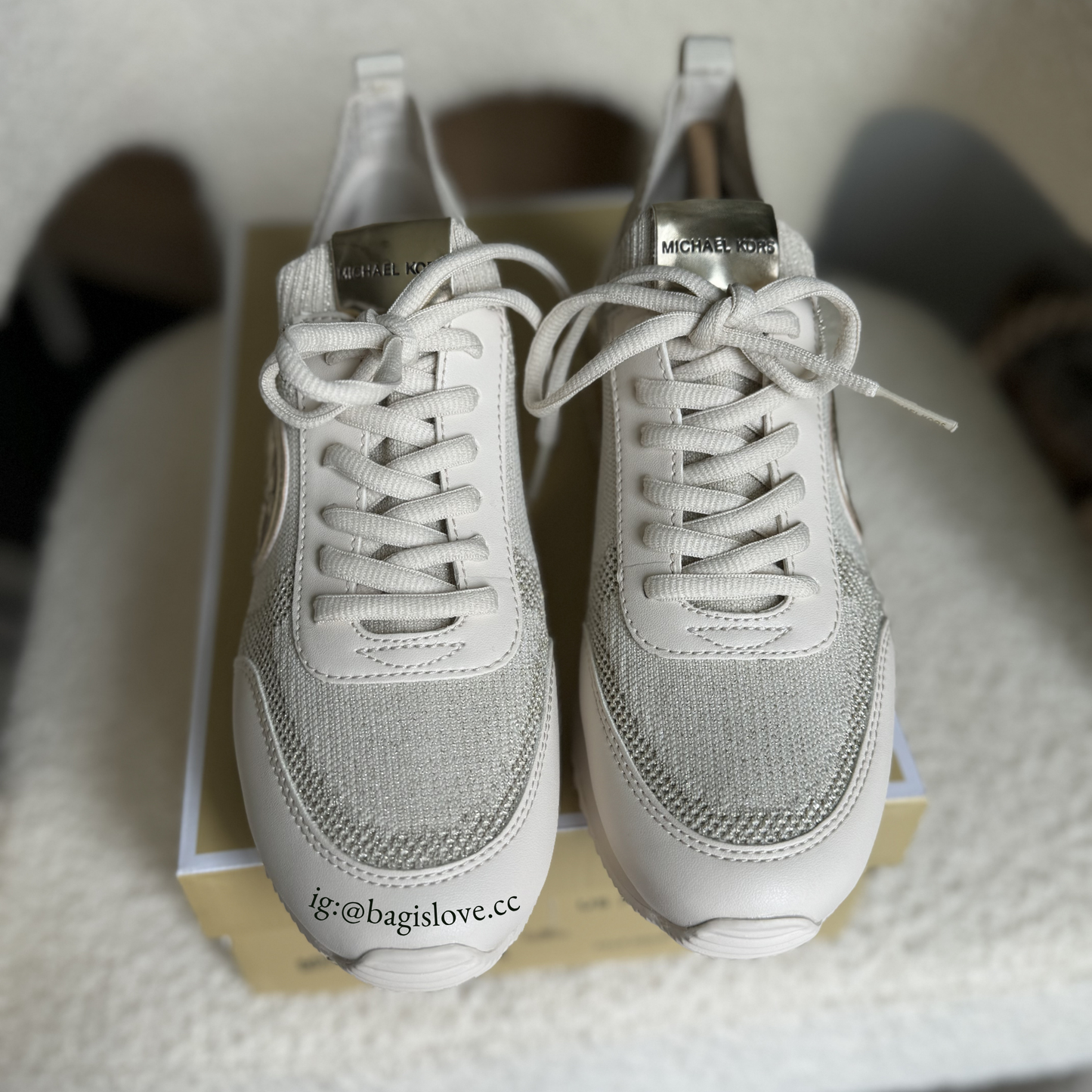 Jenkins Metallic Stretch Knit Trainer in Pale Gold (8 weeks arrival 🌊📦)