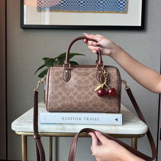 Rowan Satchel Bag In Taupe Signature Canvas