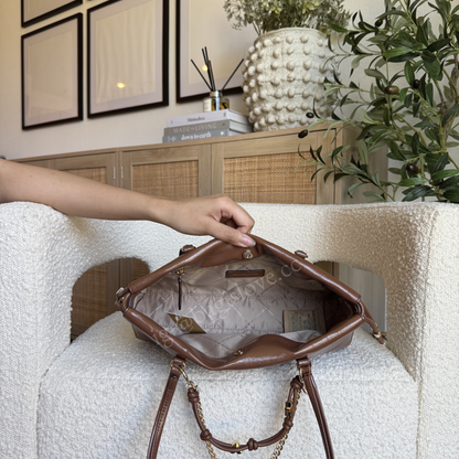 Matilda Small Cinched Shoulder Bag in Brown (in- transit✨)