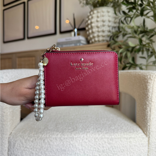 Small L-Zip Wallet in Red Leather
