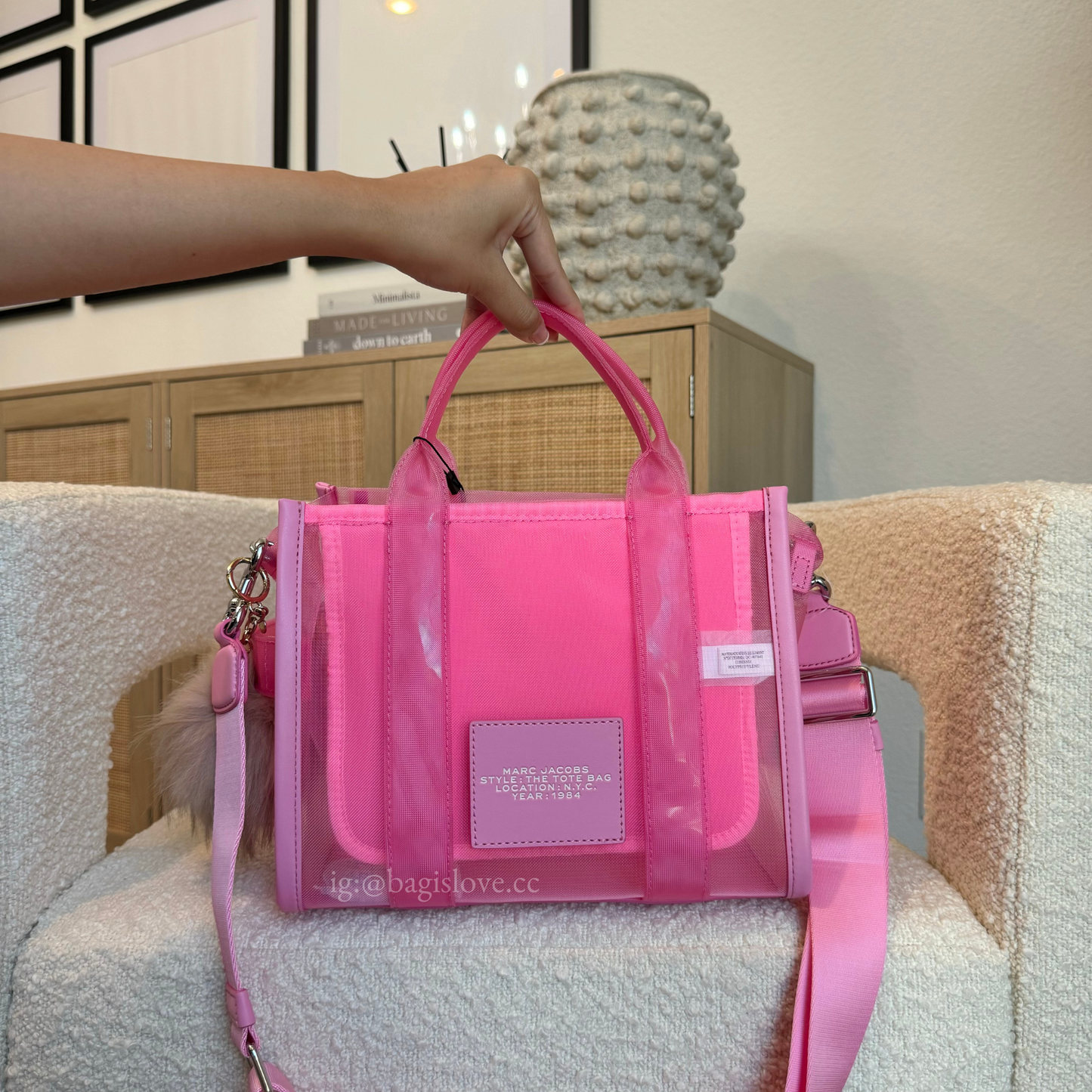 The Mesh Small Tote Bag in Pink