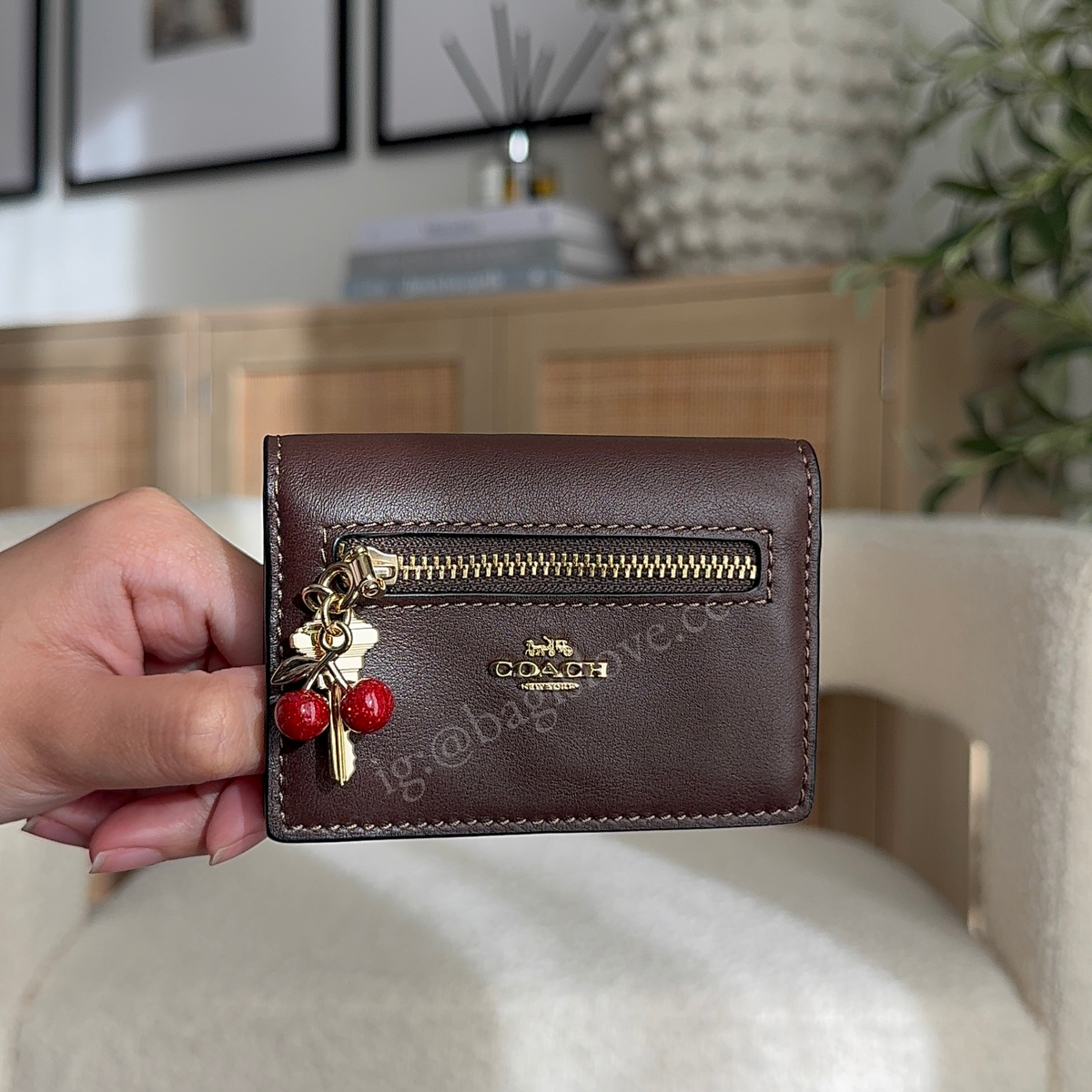 Card Case With Charms in Glazed Leather