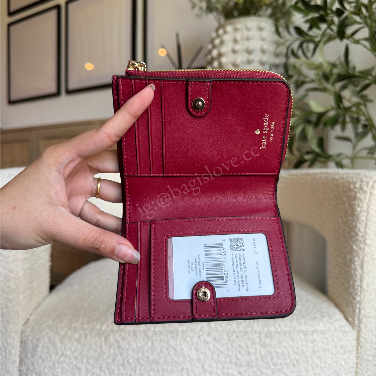Small L-Zip Wallet in Red Leather