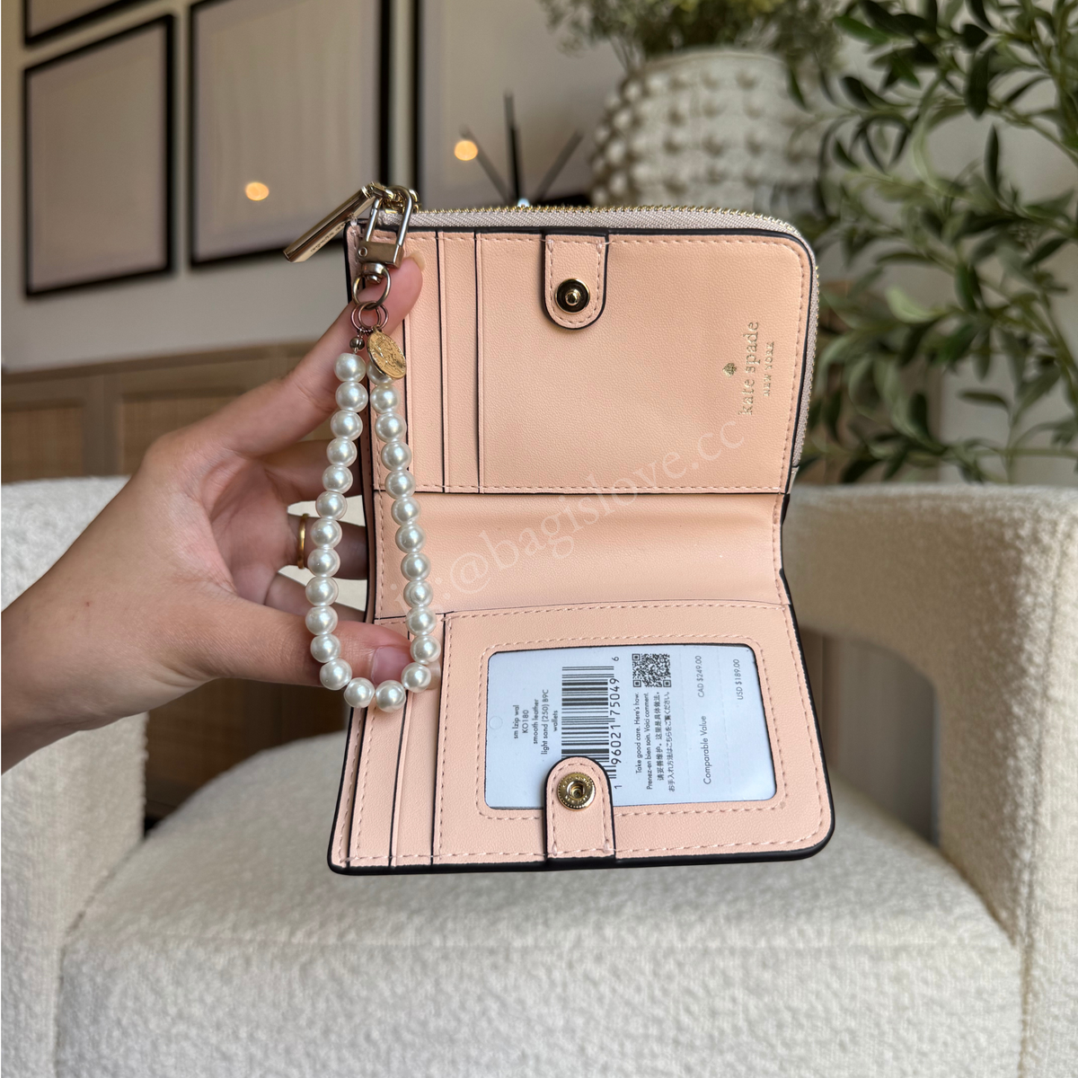Small L-Zip Wallet in Light Sand Leather