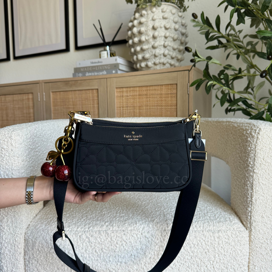 Duet Quilted Fabric Small Crossbody in Black (8-10 weeks arrival 📦🌊)