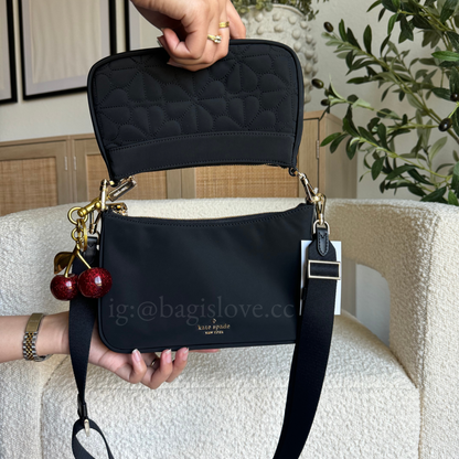Duet Quilted Fabric Small Crossbody in Black (8-10 weeks arrival 📦🌊)