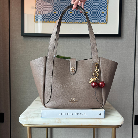 Hadley Turnlock Tote Bag in Dark Stone Leather