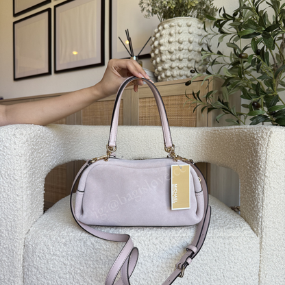 Cecily Small Suede Shoulder Bag in Blush (in- transit✨)