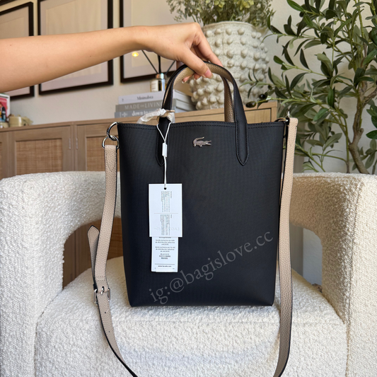Anna Vertical Reversible Tote in Noir Krema (in transit)✨🌊