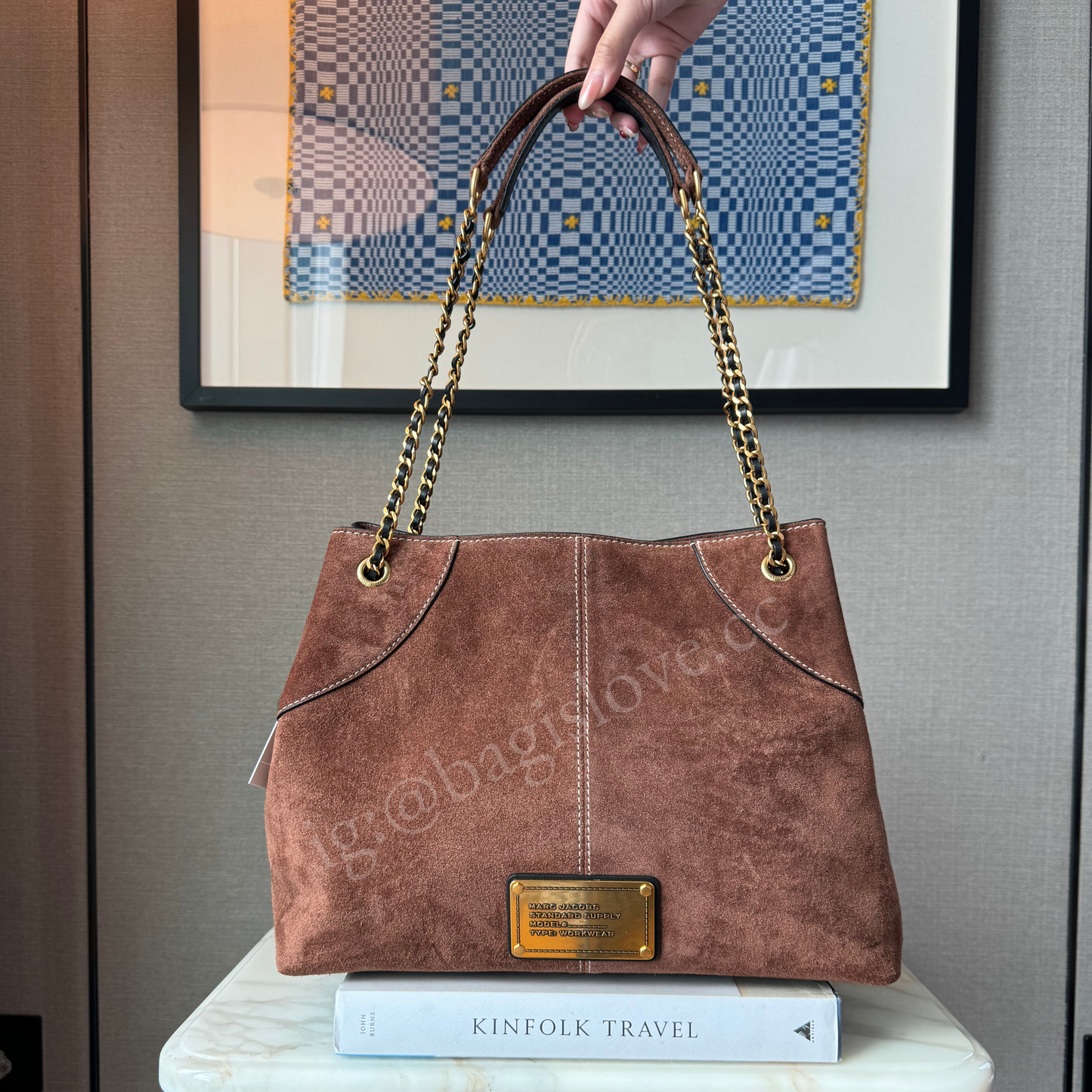 The Large Plaza Tote Shoulder Bag In Cognac Suede